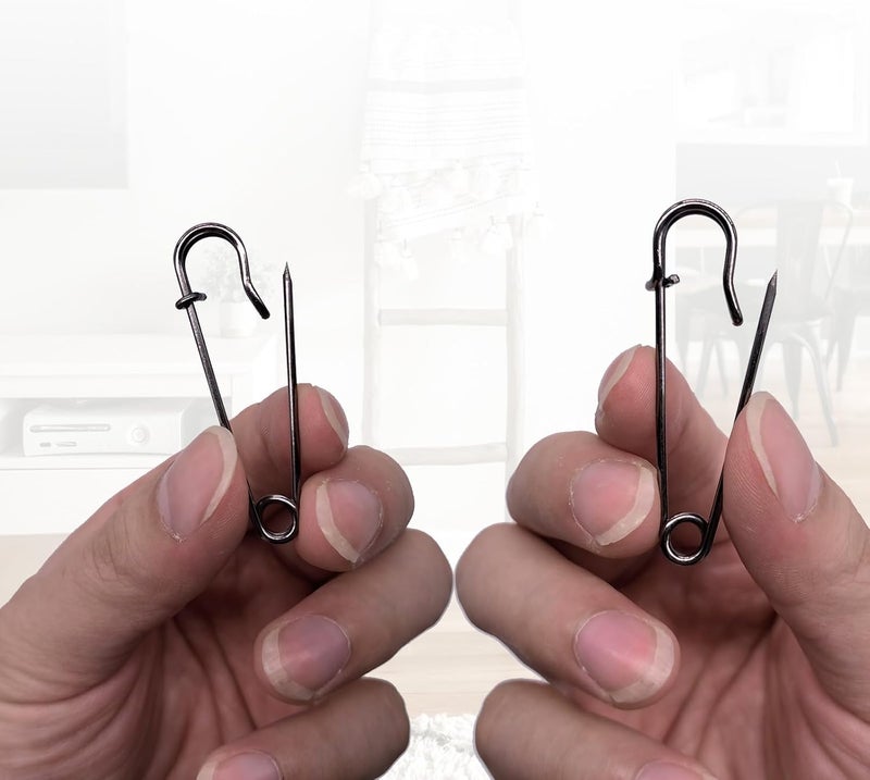 Urmspst 2" Large Safety Pins Pack of 50 for Clothes, Leather, Canvas, Blankets, Crafts, Skirts, Kilts - Heavy Duty (Brilliant Black) - Image 3